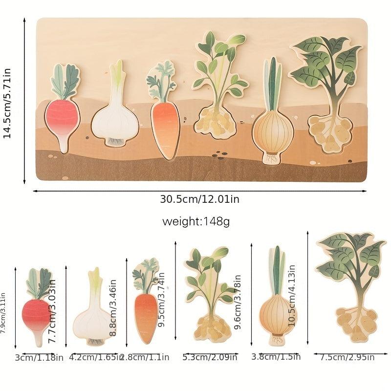 Wooden Vegetable Shape Sorter Puzzle Board for Toddlers