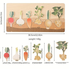Wooden Vegetable Shape Sorter Puzzle Board for Toddlers