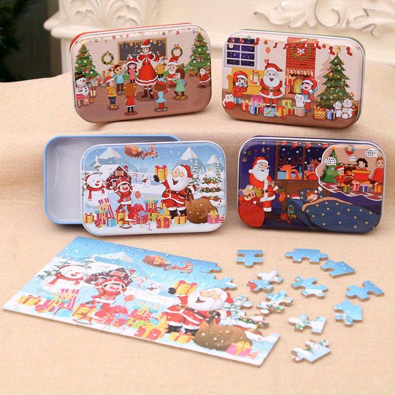 60 Pieces Christmas Puzzle Wooden DIY Small Gift Christmas Puzzle Prize Game