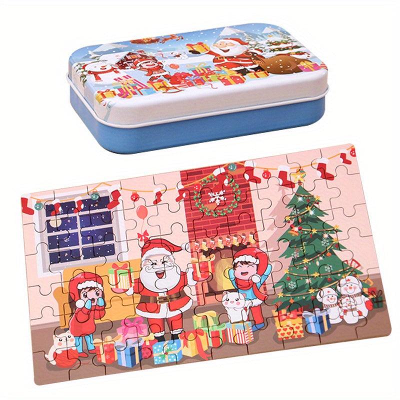 60 Pieces Christmas Puzzle Wooden DIY Small Gift Christmas Puzzle Prize Game