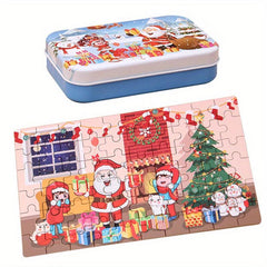 60 Pieces Christmas Puzzle Wooden DIY Small Gift Christmas Puzzle Prize Game