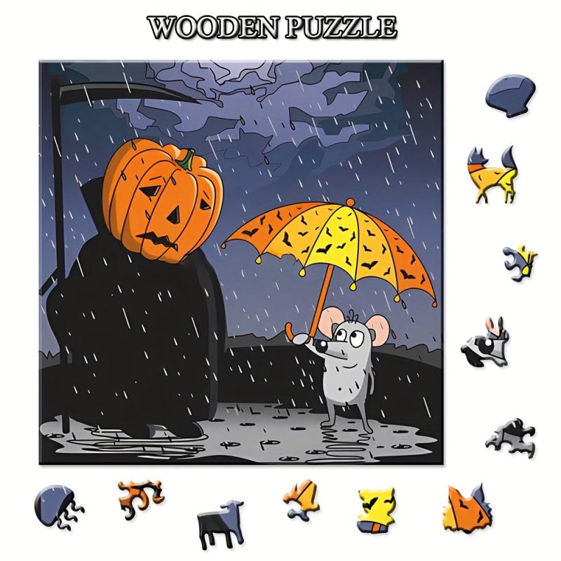 Halloween Wooden Puzzles High-Quality Unique Shape Jigsaw Puzzles