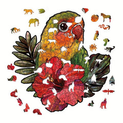 Colorful Parrot Wood Puzzle in Box