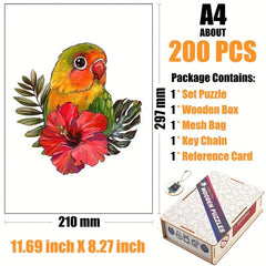 Colorful Parrot Wood Puzzle in Box