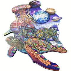 Sea Turtle Wooden Jigsaw Puzzle Planet Space Educational Toy