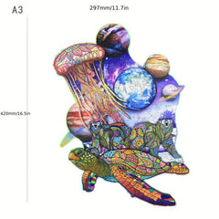 Sea Turtle Wooden Jigsaw Puzzle Planet Space Educational Toy