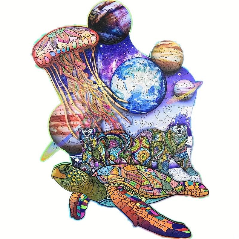 Sea Turtle Wooden Jigsaw Puzzle Planet Space Educational Toy