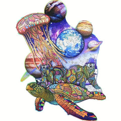 Sea Turtle Wooden Jigsaw Puzzle Planet Space Educational Toy
