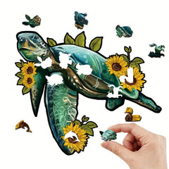 Wooden Animal Puzzle Turtle Pattern Creative Educational Toy
