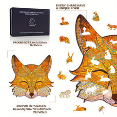 Fox Wooden Adult Puzzle Colorful Animal Shape Birthday Christmas Gift
