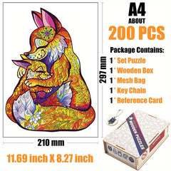 Fox Mother And Child Wooden Puzzle With Box