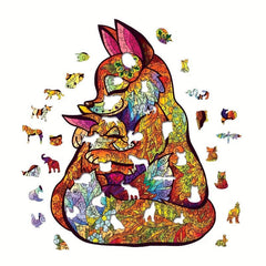 Fox Mother And Child Wooden Puzzle With Box