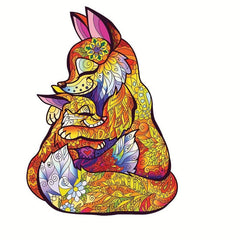 Fox Mother And Child Wooden Puzzle With Box