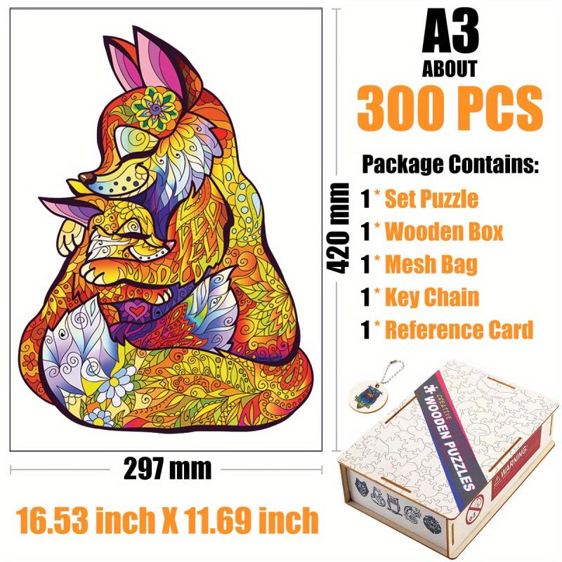 Fox Mother And Child Wooden Puzzle With Box