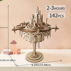3D Puzzle Sky City Music Box with Tracks
