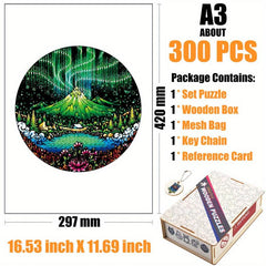 Aurora Disc Irregular Wooden Puzzle with Box