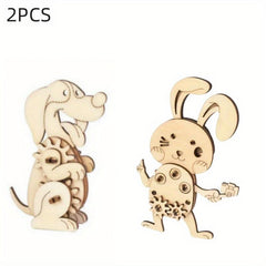 Wooden Animal Puzzles 3D Crafts DIY Brain Teasers Perfect Room Decoration