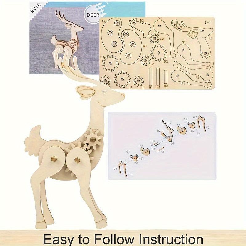 Wooden Animal Puzzles 3D Crafts DIY Brain Teasers Perfect Room Decoration