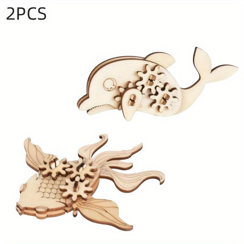 Wooden Animal Puzzles 3D Crafts DIY Brain Teasers Perfect Room Decoration