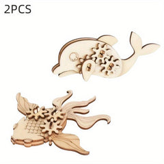Wooden Animal Puzzles 3D Crafts DIY Brain Teasers Perfect Room Decoration