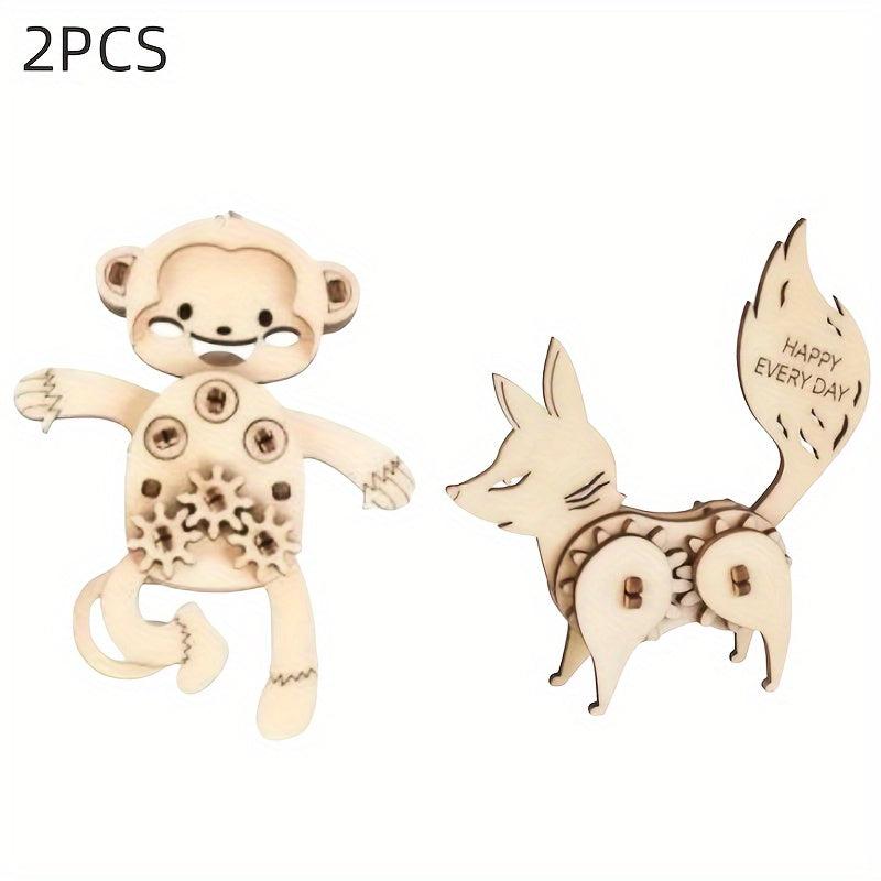 Wooden Animal Puzzles 3D Crafts DIY Brain Teasers Perfect Room Decoration
