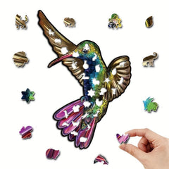 Wooden Bird Puzzle Educational Toy Model Assembly Decorative Wall Pendant
