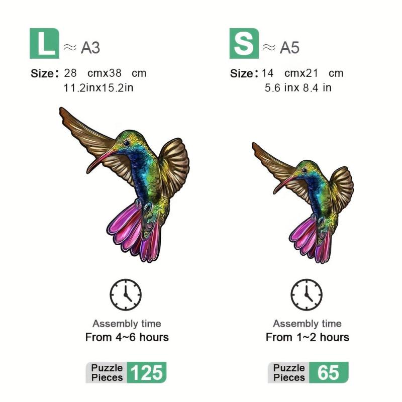 Wooden Bird Puzzle Educational Toy Model Assembly Decorative Wall Pendant