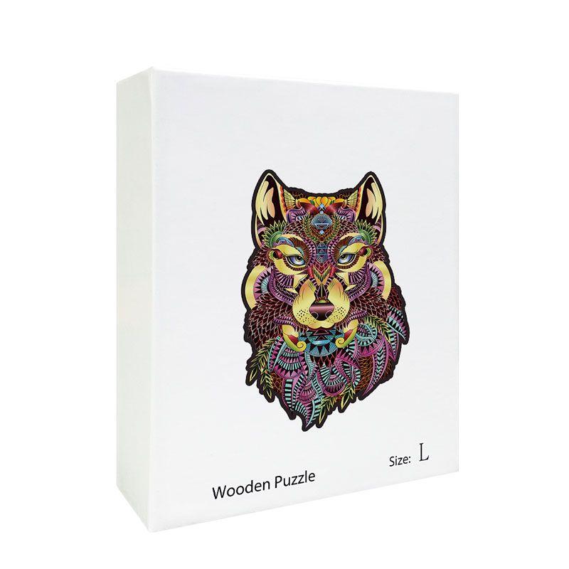 Brown Wolf Head Puzzle Animal Wooden Jigsaw Puzzle Great Gift For Boys Girls