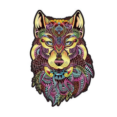 Brown Wolf Head Puzzle Animal Wooden Jigsaw Puzzle Great Gift For Boys Girls