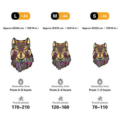 Brown Wolf Head Puzzle Animal Wooden Jigsaw Puzzle Great Gift For Boys Girls