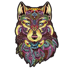 Brown Wolf Head Puzzle Animal Wooden Jigsaw Puzzle Great Gift For Boys Girls
