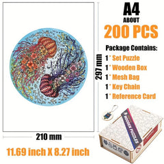 Flower Jellyfish Wooden Puzzle Educational & Fun