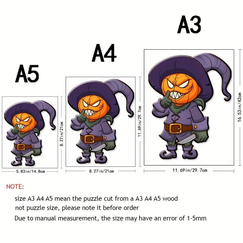 Halloween Pumpkin Head Wooden Jigsaw Puzzles for Adults and Kids