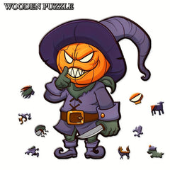 Halloween Pumpkin Head Wooden Jigsaw Puzzles for Adults and Kids