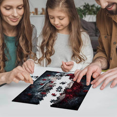 Wooden Jigsaw Puzzle 300 Pieces Skeleton And Girl Large Puzzle With Poster