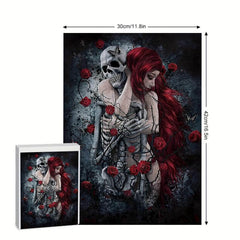 Wooden Jigsaw Puzzle 300 Pieces Skeleton And Girl Large Puzzle With Poster