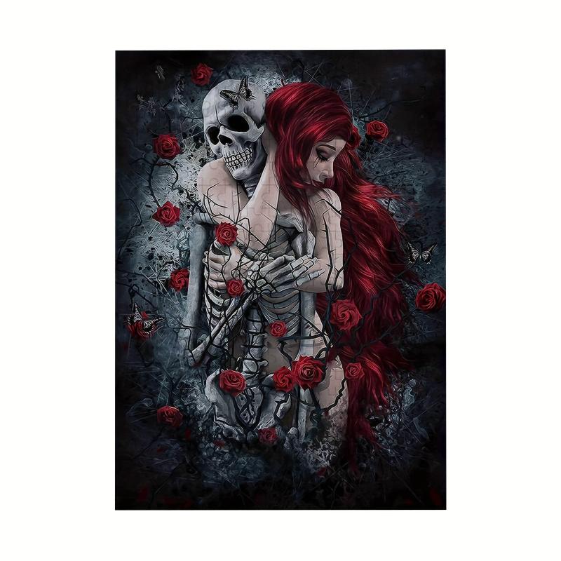 Wooden Jigsaw Puzzle 300 Pieces Skeleton And Girl Large Puzzle With Poster