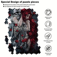 Wooden Jigsaw Puzzle 300 Pieces Skeleton And Girl Large Puzzle With Poster