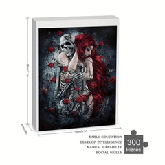 Wooden Jigsaw Puzzle 300 Pieces Skeleton And Girl Large Puzzle With Poster