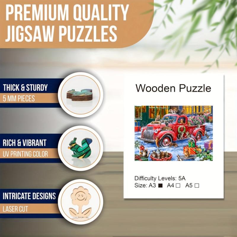 Christmas Wooden Puzzle Art For Adults - Unique Christmas Theme Jigsaw