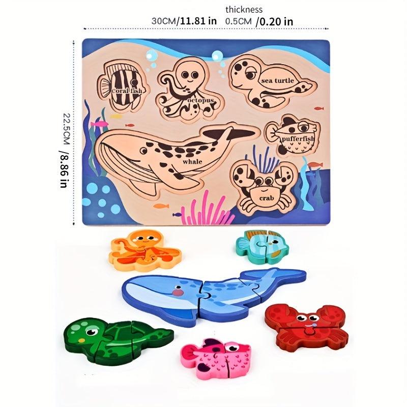 Dinosaur Puzzle Wooden 3D Kids Baby Puzzles Educational Toys