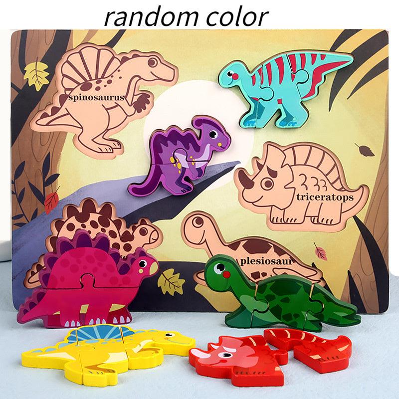 Dinosaur Puzzle Wooden 3D Kids Baby Puzzles Educational Toys