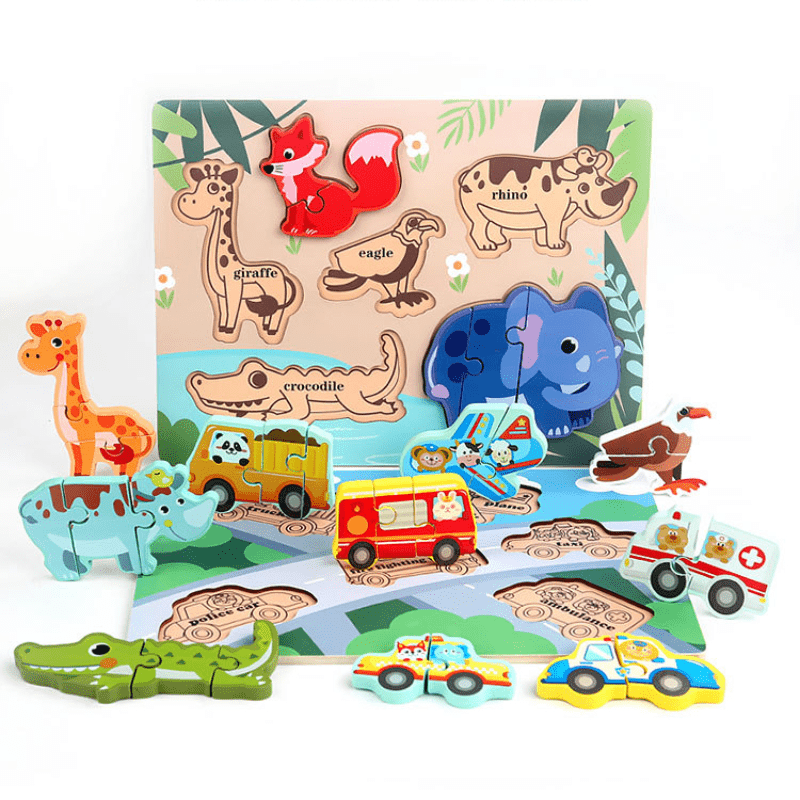 Dinosaur Puzzle Wooden 3D Kids Baby Puzzles Educational Toys