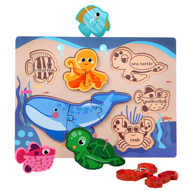 Dinosaur Puzzle Wooden 3D Kids Baby Puzzles Educational Toys