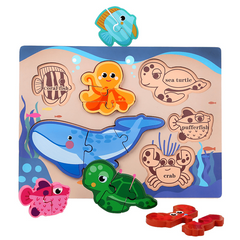 Dinosaur Puzzle Wooden 3D Kids Baby Puzzles Educational Toys