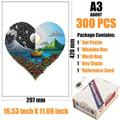 Sun Moon Love Irregular Wooden Puzzle With Wooden Box