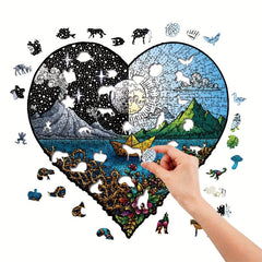 Sun Moon Love Irregular Wooden Puzzle With Wooden Box