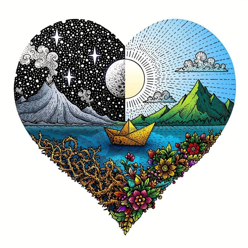 Sun Moon Love Irregular Wooden Puzzle With Wooden Box