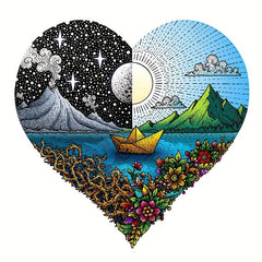 Sun Moon Love Irregular Wooden Puzzle With Wooden Box