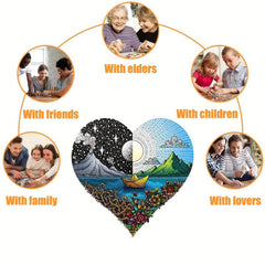 Sun Moon Love Irregular Wooden Puzzle With Wooden Box